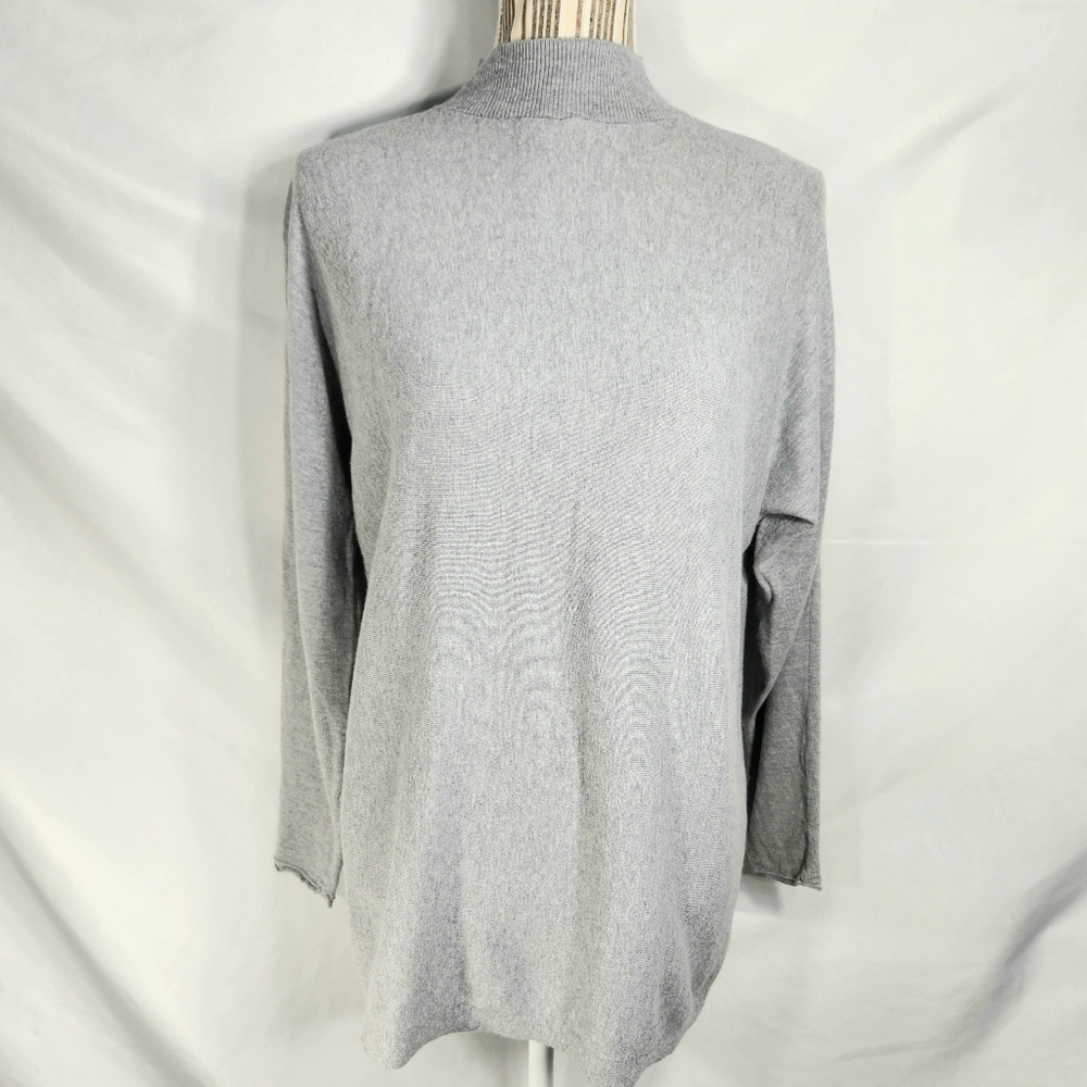 The Limited Grey High Neck Split Back Long Sleeve Sweater Size Medium